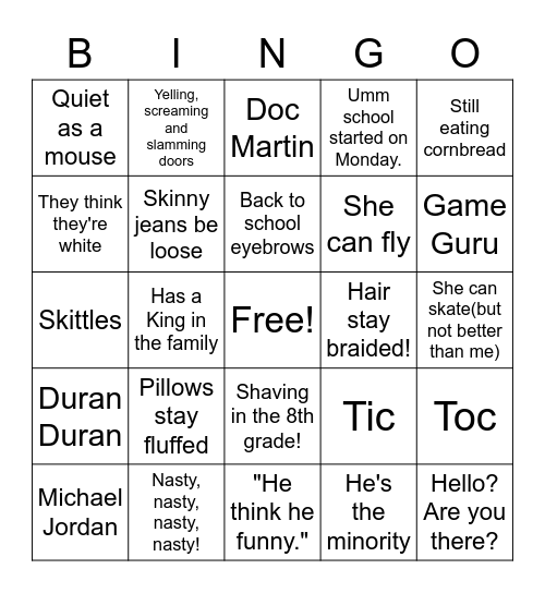 Trotter 8th Grade Part 2 Bingo Card