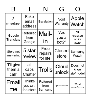 uBreakiFix CS Chats Bingo Card