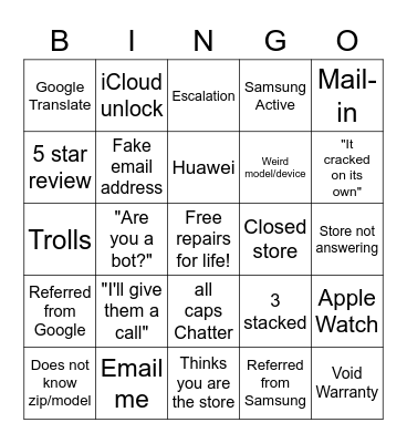 uBreakiFix CS Chats Updated Bingo Card