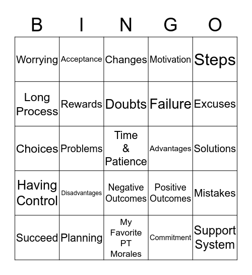 Problem Solving Bingo Card