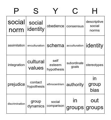 psychology bingo Card