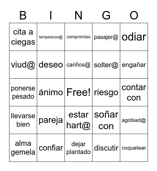 Esp 4 L1 Bingo Card