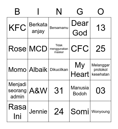 Bongo Bingo Card