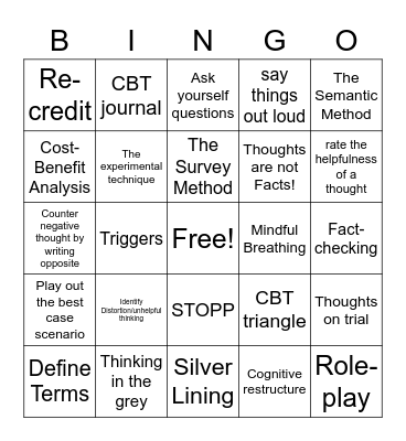 CBT untwist Bingo Card