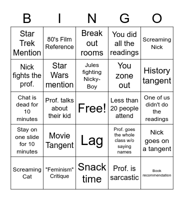 We are 33 here, Nicholas Bingo Card