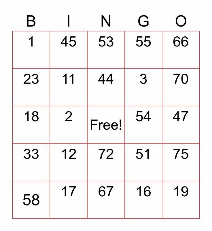 LUCKY BINGO Card