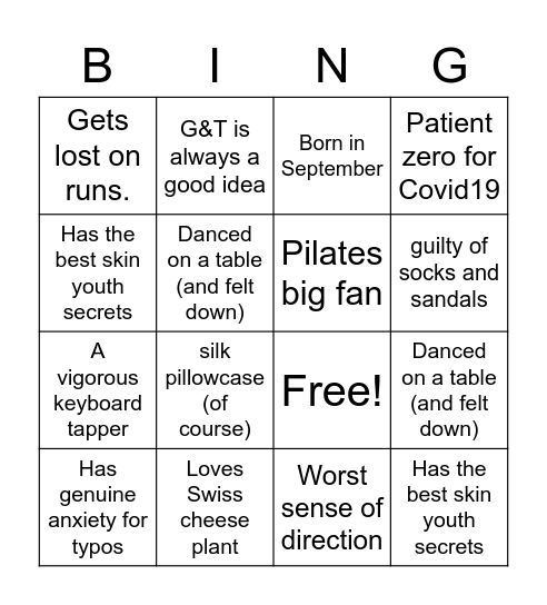 SALLY'S Bingo Card