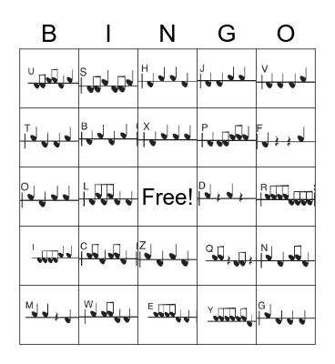 Rhythm Bingo Card