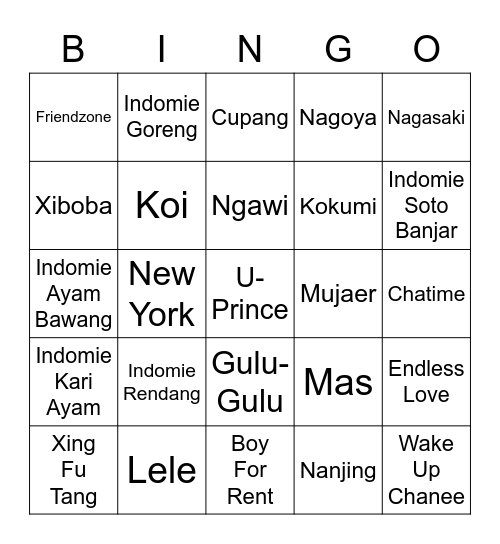 Cohi Bingo Card