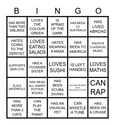 FIND SOMEONE WHO Bingo Card