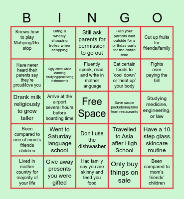 Asian Bingo (Hard Edition) Bingo Card