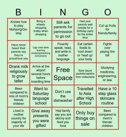 Asian Bingo (Hard Edition) Bingo Card