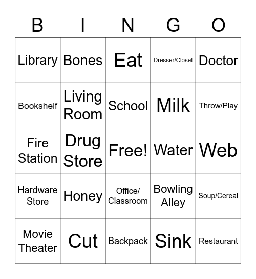 WH Question Bingo Card