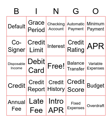 TRIO SSS Financial Lit Bingo-Budget Style Bingo Card