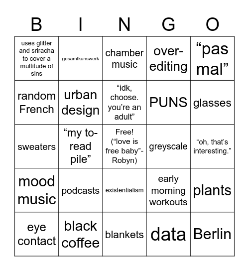 @urban.citrus Bingo Card