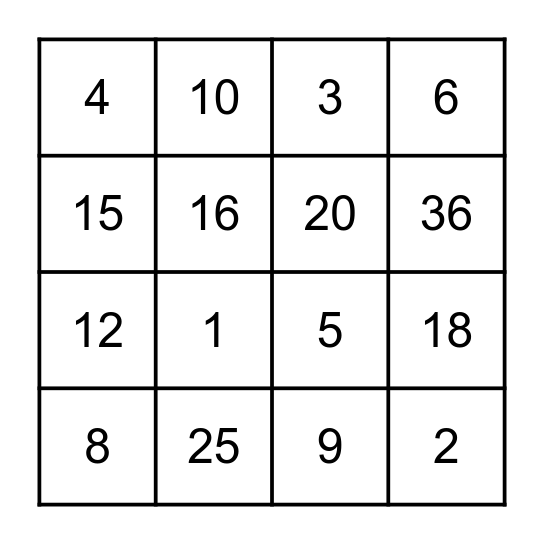 Let's Multiply! Bingo Card