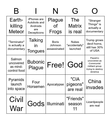 4th Quarter (Oct/Nov/Dec) Bingo Card