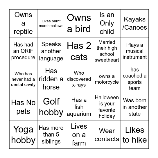 How well do you know your Coworkers? Bingo Card