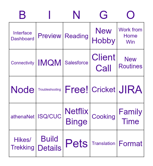 Athena/CitusTech Bingo Card