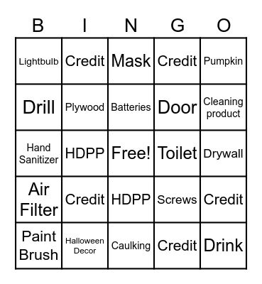 Halloween BINGO Card