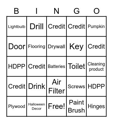 Halloween BINGO Card