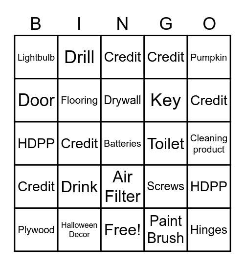 Halloween BINGO Card