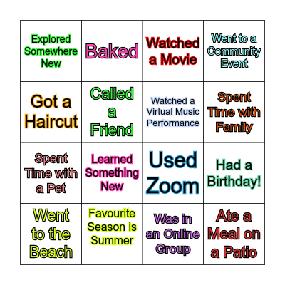 Weekend Social Club - Our Summers! Bingo Card