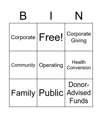 Foundations Bingo Card