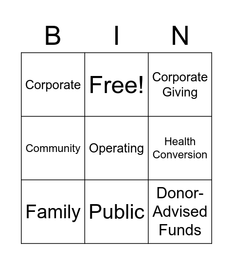 Foundations Bingo Card