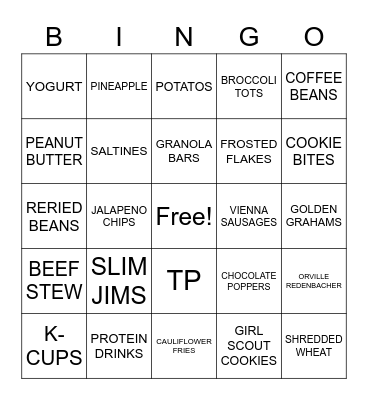 PANTRY FAVORITES Bingo Card