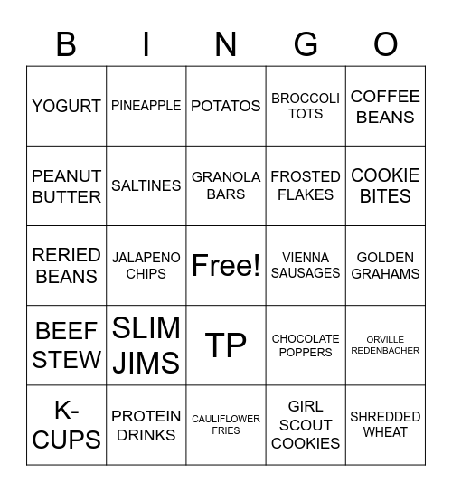 PANTRY FAVORITES Bingo Card