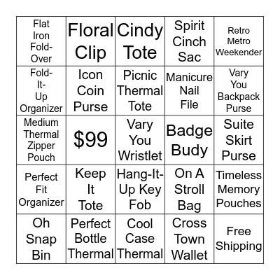 Thirty One Bingo Card