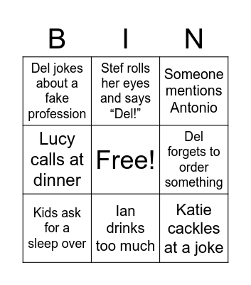 Medina - Miller date night Bingo Card