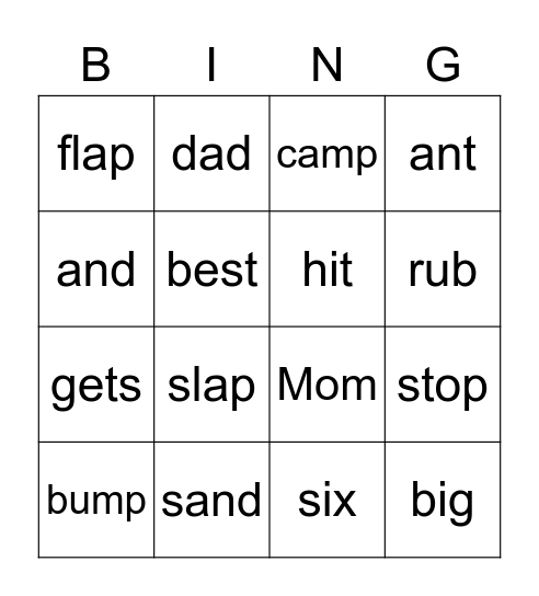 CK-KDG-U6-L7 Bingo Card