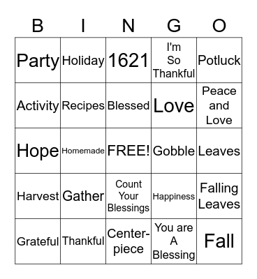 Family & Friends  Bingo Card