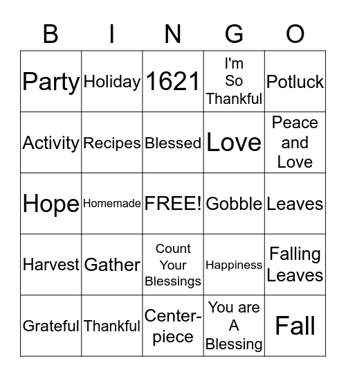 Family & Friends  Bingo Card