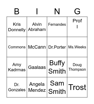 DFC Trivia Bingo Card