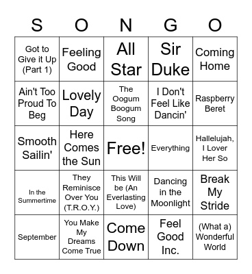 Feelin' Good Bingo Card