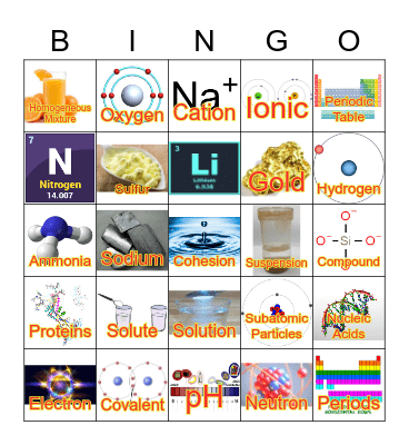 Life, Water, Chemistry Bingo Card