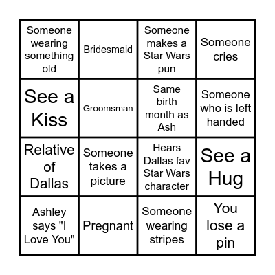 BRIDAL SHOWER BINGO Card