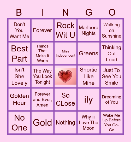 Valentine's Day Bingo Card