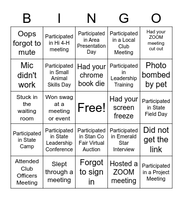 Gone Virtual Bingo Card