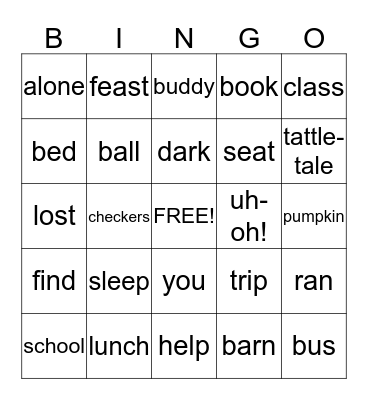 Reading Bingo Card