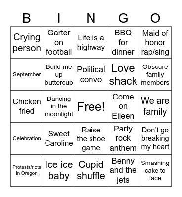 Wedding Bingo Card