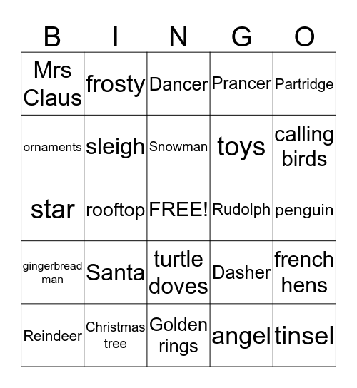 Christmas Bingo Card