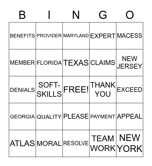 DSU Bingo Card
