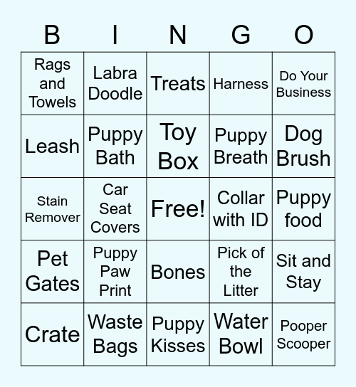 Puppy Shower Bingo Card