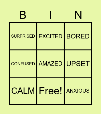 Power of emotions Bingo Card