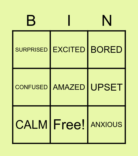 Power of emotions Bingo Card