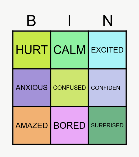 Power of emotions Bingo Card